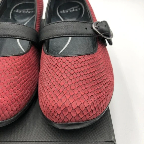 Dankso Orla Mary jane Clogs Women's Size 9 Red Cranberry Snake comfort Shoes - Picture 5 of 16